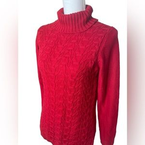 Coldwater Creek Red Turtleneck Knit Sweater